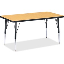 Rectangular Activity Table, 24'x36"x15-24", Oak/Black
