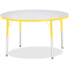 Activity Table, 42" Round, E Height, 15"-24", GY/Yellow Edge