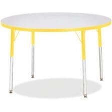 Activity Table, 42" Round, Adult Ht 24"-31", GY/Yellow Edge