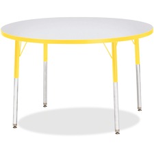 Activity Table, 42" Round, Adult Ht 24"-31", GY/Yellow Edge