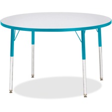 Activity Table, 42" Round, Adult Ht 24"-31", GY/Teal Edge