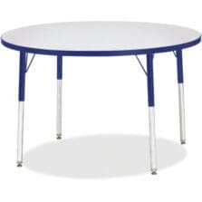 Activity Table, 42" Round, Adult Ht 24"-31", GY/Blue Edge
