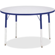 Activity Table, 42" Round, Adult Ht 24"-31", GY/Blue Edge