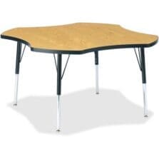 Activity Table, Four-Leaf, 15"-24"x48", Oak/Black