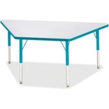 Activity Table, Trapezoid, 15"-24"x30"x60", GY/Teal Edge