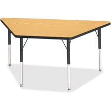 Activity Table, Trapezoid, 24"-31"x30"x60", Oak/Black