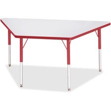 Activity Table, Trapezoid, 24"-31"x30"x60, GY/Red Edge