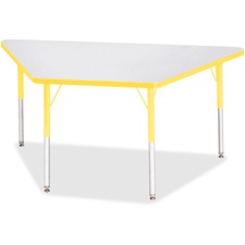 Activity Table, Trapezoid, 24"-31"x30"x60, GY/Yellow Edge