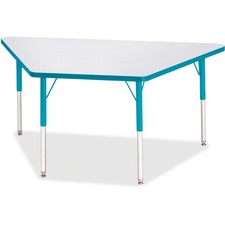 Activity Table, Trapezoid, 24"-31"x30"x60, GY/Teal Edge