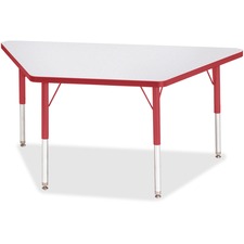 Activity Table, Trapezoid, 15"-24"x24"x48", GY/Red Edge