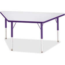 Activity Table, Trapezoid, 15"-24"x24"x48", GY/Purple Edge