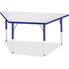 Activity Table, Trapezoid, 15"-24"x24"x48", GY/Blue Edge