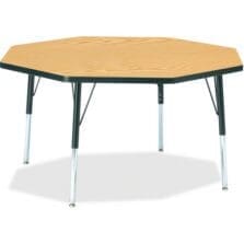 Activity Table, Octagon, 15"-24"x48", Oak/Black