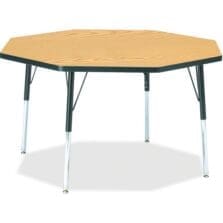 Activity Table, Octagon, 24"-31"x48", Oak/Black