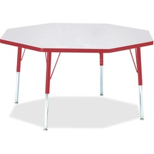 Octagon Activity Table, 48"x48", Gray/Red