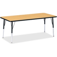 Rectangular Activity Table, 30"x72"x15"-24", Oak/Black