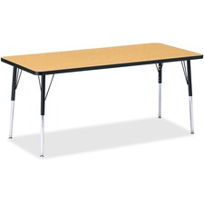 Activity Table, Rectangle, 24"-31"x30"x72", Oak/Black