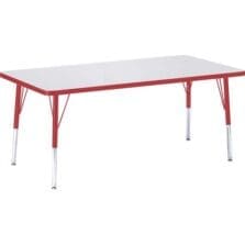 Activity Table, E-Height 15"-24", 30"x60", GY/Red Edge
