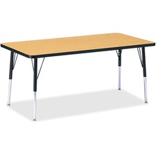 Activity Table, Rectangle, 24"-31"x30"x60", Oak/Black