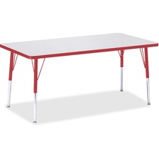 Activity Table, Rect., A-height 24"-31", 30"x60", GY/RD Edge