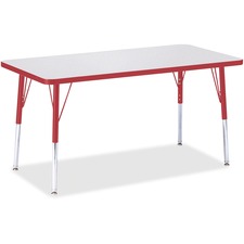 Activity Table, Rect., A-height 24"-31", 24"x48", GY/RD Edge