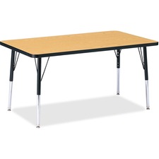 Activity Table, Rectangle, 24"-31"x30"x48", Oak/Black