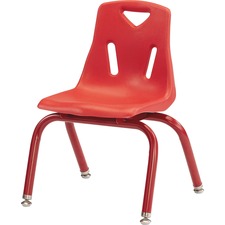 Stacking Chair, Plastic Shell, 16"H Seat, Red