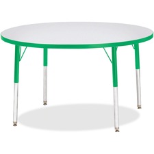 Activity Table, 42" Round, E Height, 15"-24", GY/Green Edge