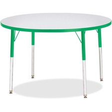 Activity Table, 42" Round, Adult Ht 24"-31", GY/Green Edge