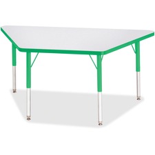 Activity Table, Trapezoid, 15"-24"x24"x48", GY/Green Edge
