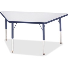 Activity Table, Trapezoid, 15"-24"x24"x48", GY/Navy Edge