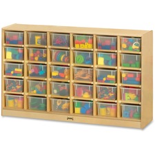 Cubbie Storage Unit, w/30 Bins, 35.5"x57.5"x15", Clear Trays