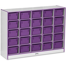 Cubbie Storage Unit, w/25 Bins, 29.5"x48"x15", PE Edge/Trays