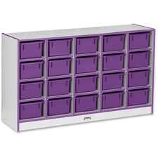 Cubbie Storage Unit, w/20 Bins, 29.5"x48"x15", PE Edge/Trays