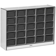 Cubbie Storage Unit, w/25 Bins, 29.5"x48"x15", BK Edge/Trays