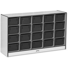 Cubbie Storage Unit, w/20 Bins, 29.5"x48"x15", BK Edge/Trays