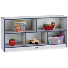 Mobile Storage Unit, Low, 29-1/2"x48"x15", Gray/Navy Edge