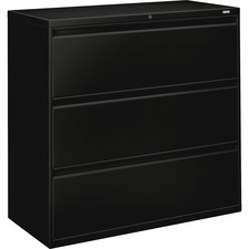 Lateral File, 3-Drawer, w/Lock, 2"x18"x52-1/2", Black