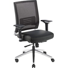 Exec. Swivel Chair, 28-1/2"x28-1/4"x43-1/2", BK Mesh/Leather
