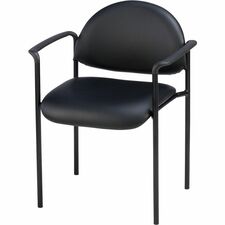 Reception Guest Chair, 24"x22-3/5"x30-3/10", Black Vinyl
