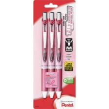 Gel Pen, Retractable, Metal Tip, .7mm, 3/PK, PK Barrel/BK Ink