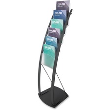 Literature Floor Stand, 6 Compartments, 13"x16-1/2"x49", BK