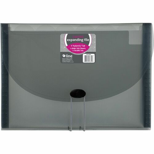 Expanding Files, 1.63" Expansion, 7 Sections, Cord/Hook Closure, 1/6-Cut Tabs, Letter Size, Smoke