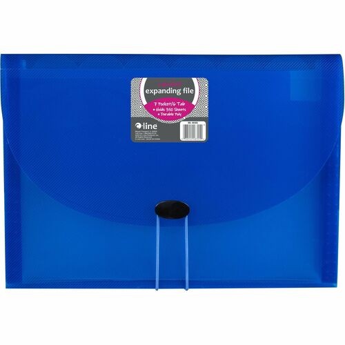 Expanding Files, 1.63" Expansion, 7 Sections, Cord/Hook Closure, 1/6-Cut Tabs, Letter Size, Blue