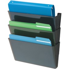 Wall Files, 3-Pocket, Letter, 13"x4"x14"-19", Black