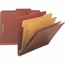 Classification Folders, 3" Exp., Letter, 3 Div, 10/BX, Red