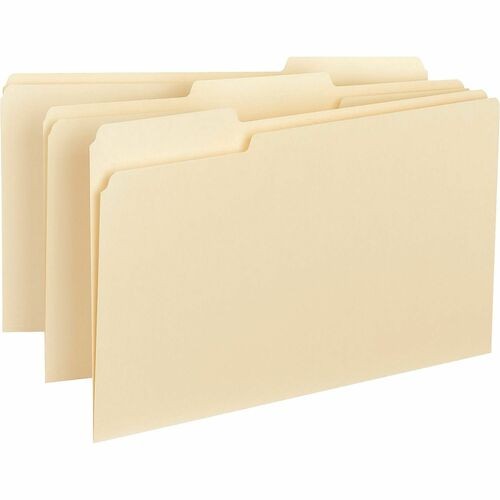 Interior File Folders, 1/3 Cut Assorted, Legal, 100/BX, Manila