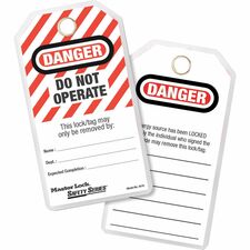 Lockout Tags, "Danger-Do Not Operate", 3"x5-3/4", 12/PK, BK/RD