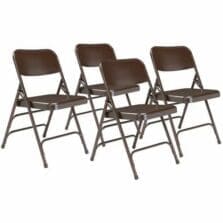 Chair, Folding, All-Steel, ContouredBackrest, Glides, 18-7/8"Wx20"Dx29-1/2"H, 4/CT, Brown