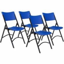 Chairs, Folding, SteelFrame, w/Backrest, Glides, ResinPlastic, 18-3/4"Wx21-1/2"Dx32"H, 4/CT, Blue